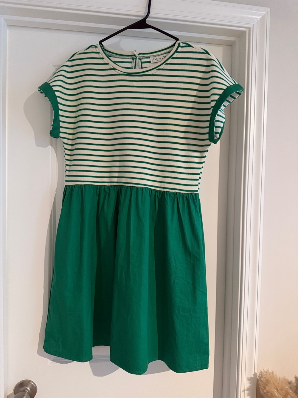 Womens Green Stripe Bodice Dress – Classic Green